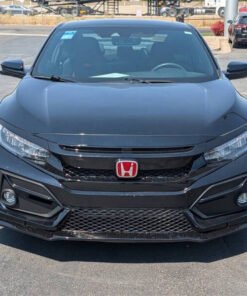Front and side view of the 2020 Honda Civic sedan, highlighting its aerodynamic design, LED headlights, alloy wheels, and modern exterior features for optimal driving performance.